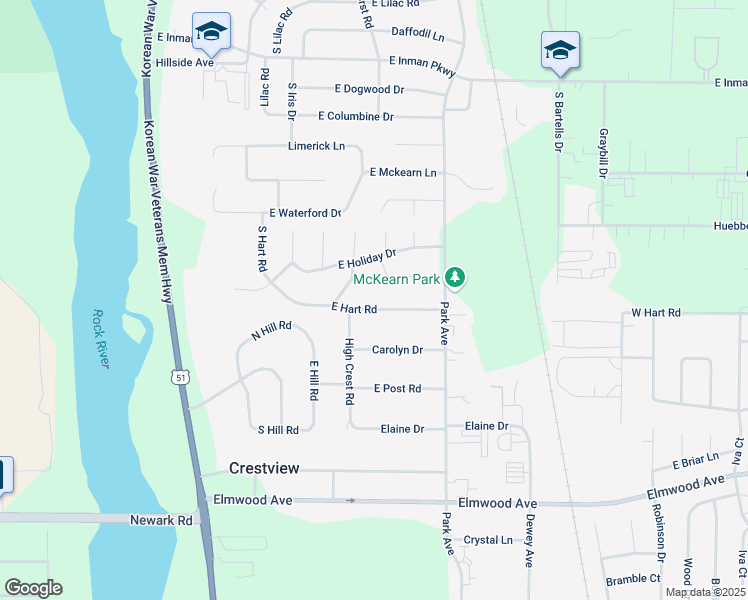 map of restaurants, bars, coffee shops, grocery stores, and more near 2722 South Nakoma Court in Beloit