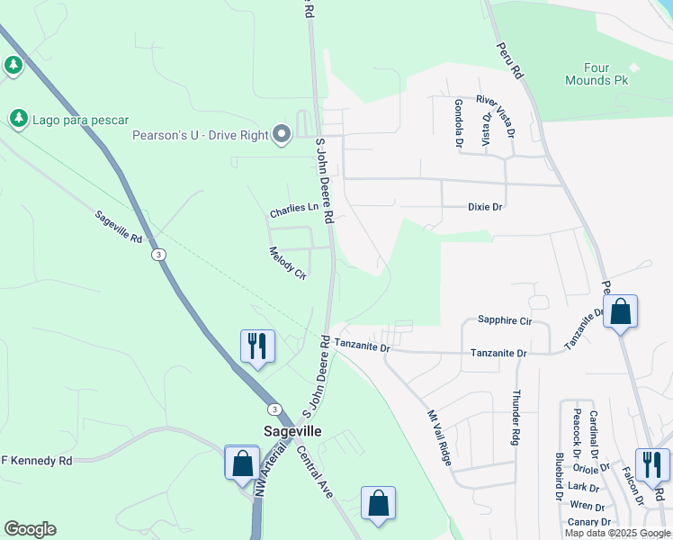 map of restaurants, bars, coffee shops, grocery stores, and more near 16312-16606 South John Deere Road in Dubuque