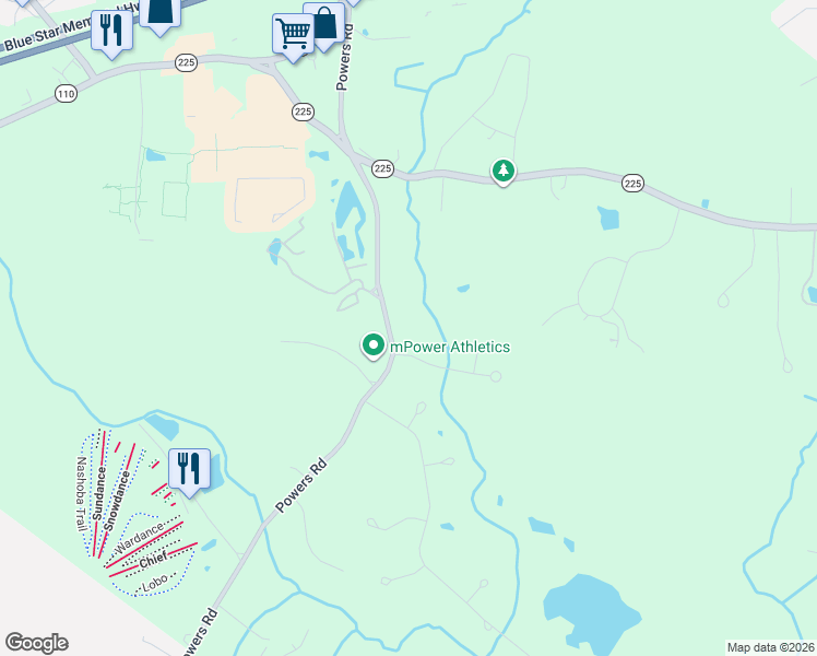 map of restaurants, bars, coffee shops, grocery stores, and more near 48 Powers Road in Westford