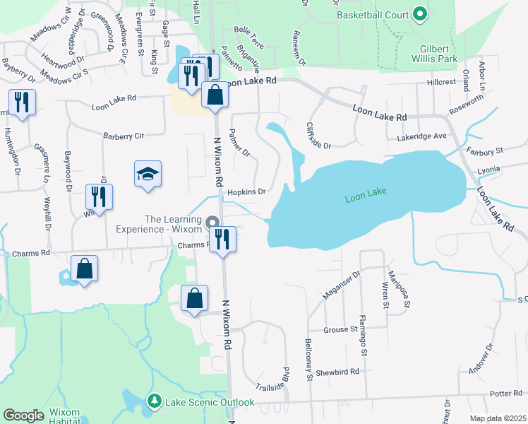 map of restaurants, bars, coffee shops, grocery stores, and more near 1748 N Wixom Rd in Wixom
