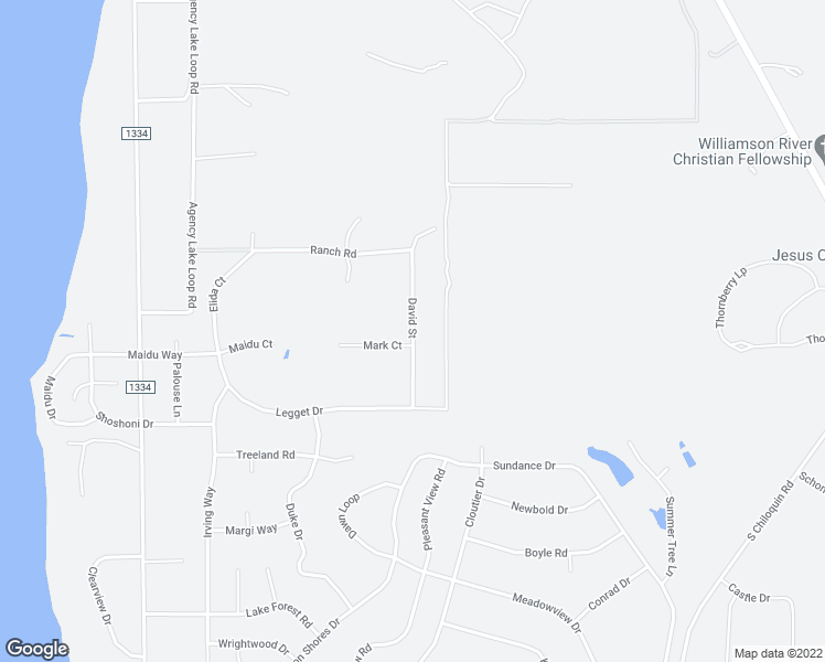 map of restaurants, bars, coffee shops, grocery stores, and more near David Street in Klamath County