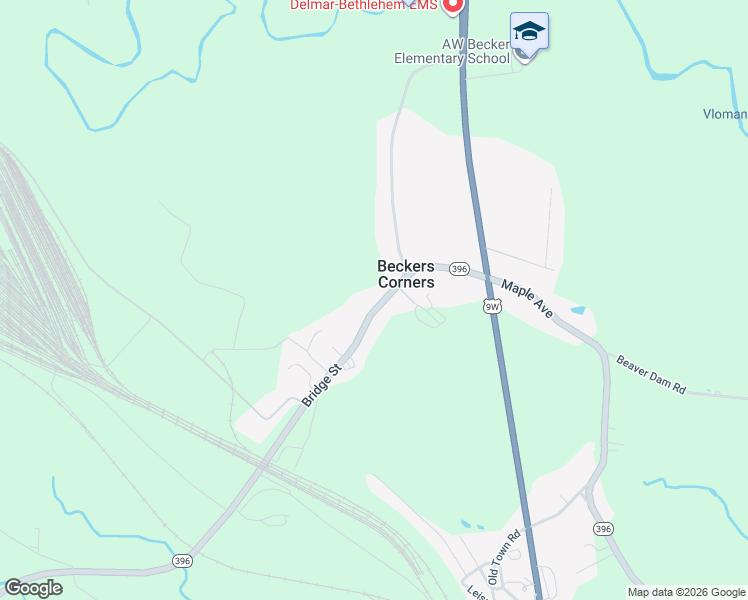 map of restaurants, bars, coffee shops, grocery stores, and more near 59 Bridge Street in Selkirk