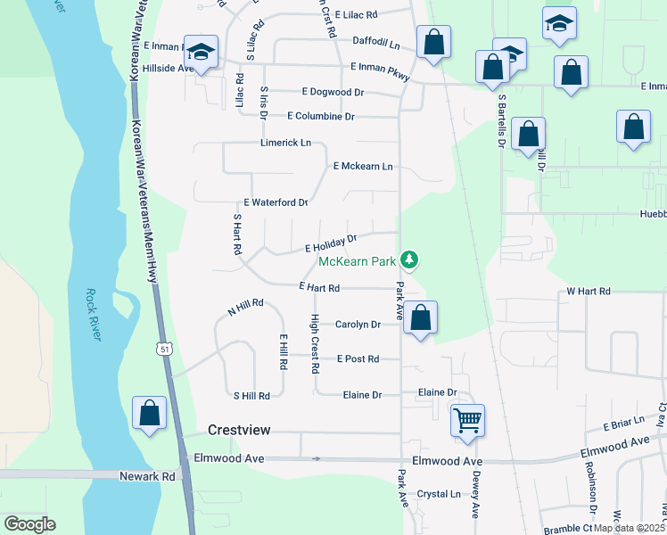 map of restaurants, bars, coffee shops, grocery stores, and more near 2722 S Nakoma Ct in Beloit