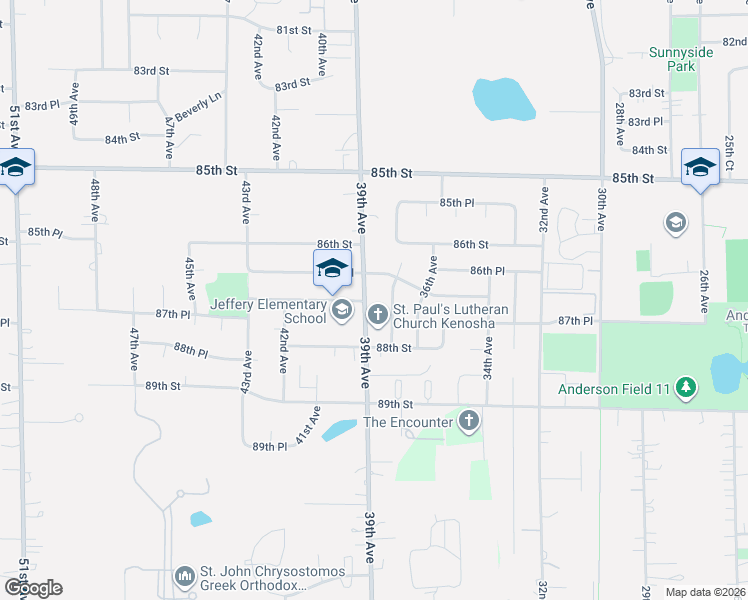 map of restaurants, bars, coffee shops, grocery stores, and more near 8730 37th Avenue in Kenosha