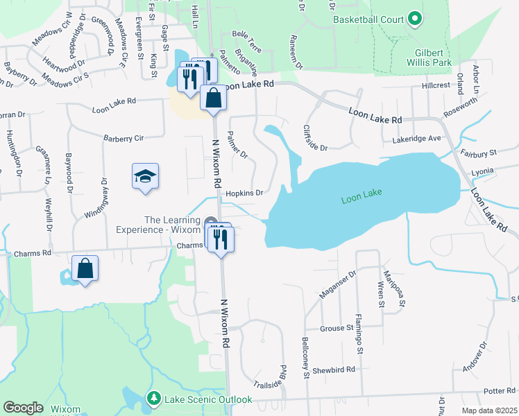 map of restaurants, bars, coffee shops, grocery stores, and more near 1748 North Wixom Road in Wixom