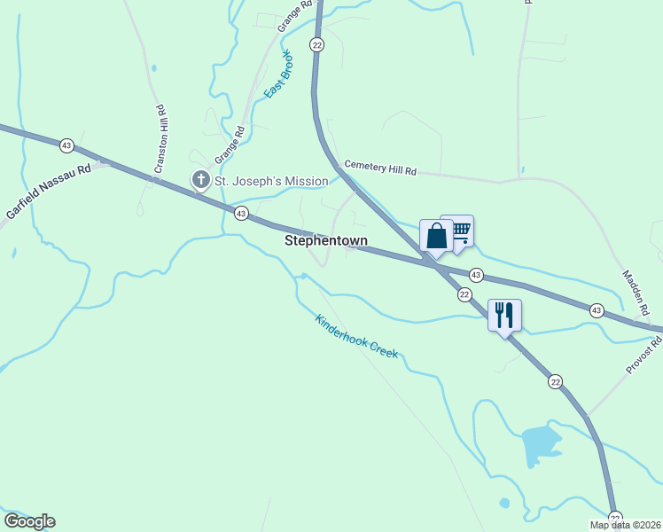 map of restaurants, bars, coffee shops, grocery stores, and more near 11 Hotel Road in Stephentown
