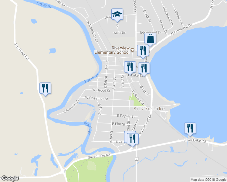 map of restaurants, bars, coffee shops, grocery stores, and more near 4 South 4th Street in Silver Lake