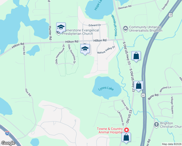 map of restaurants, bars, coffee shops, grocery stores, and more near 3716 Pointe Shore Drive in Brighton