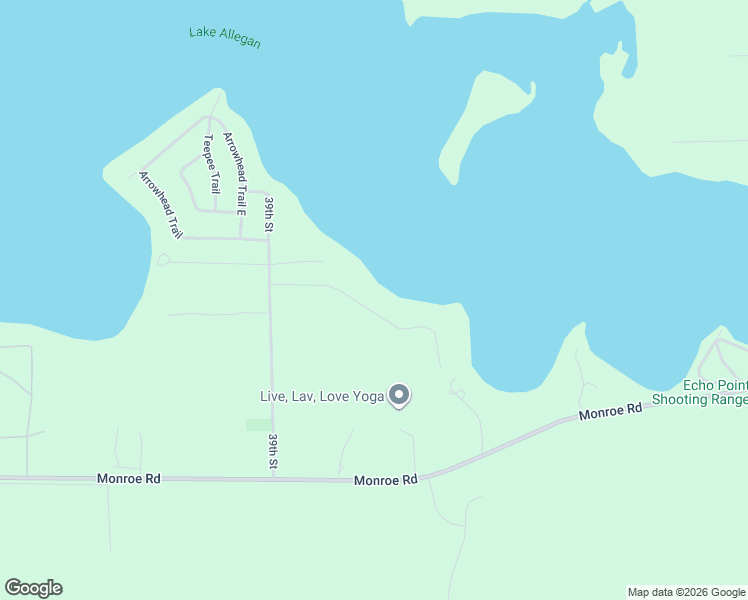 map of restaurants, bars, coffee shops, grocery stores, and more near 3853 Forest Trail in Allegan
