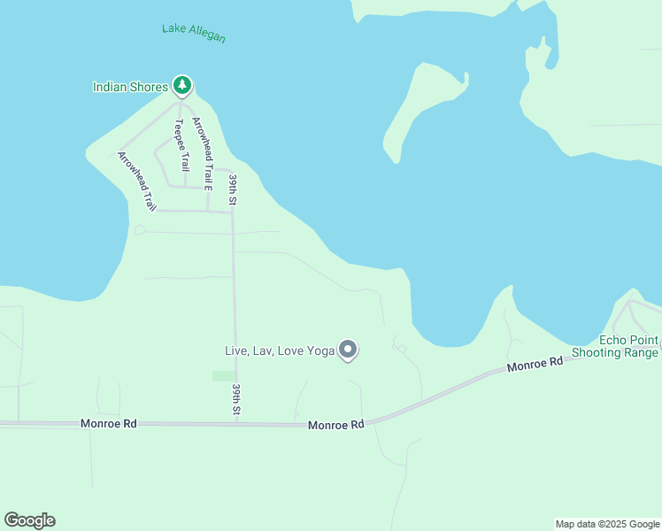 map of restaurants, bars, coffee shops, grocery stores, and more near 3853 Forest Trail in Allegan