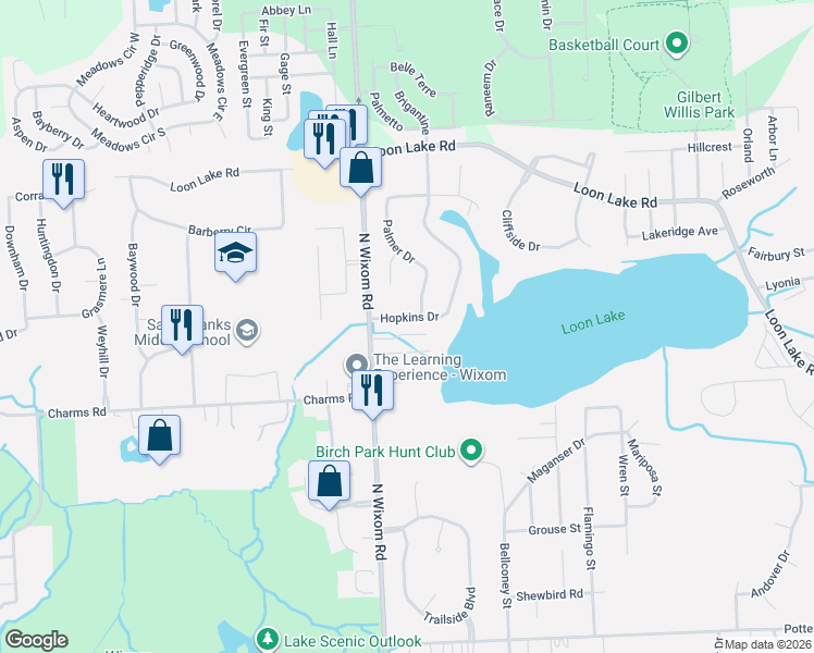 map of restaurants, bars, coffee shops, grocery stores, and more near 1742 North Wixom Road in Wixom