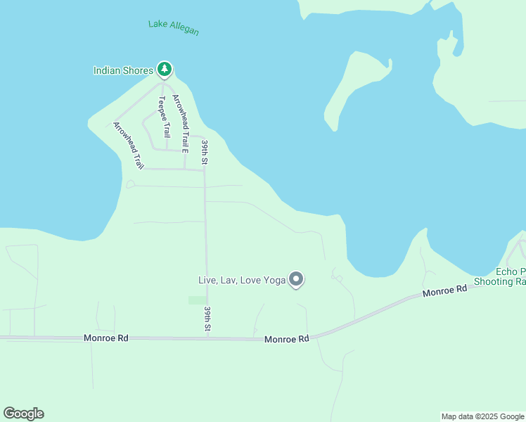 map of restaurants, bars, coffee shops, grocery stores, and more near 3853 Forest Trail in Allegan