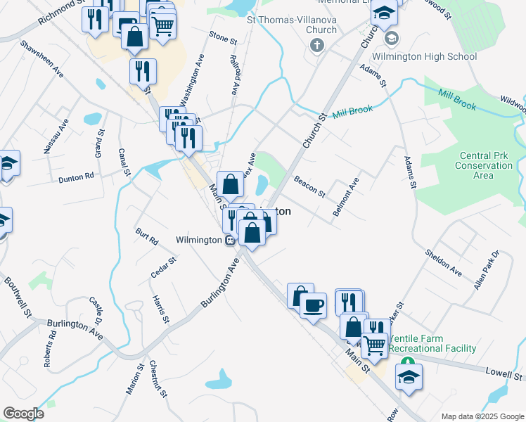 map of restaurants, bars, coffee shops, grocery stores, and more near in Wilmington