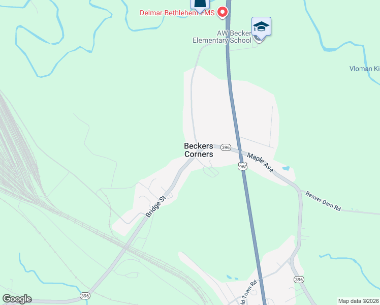 map of restaurants, bars, coffee shops, grocery stores, and more near 59 Bridge Street in Selkirk