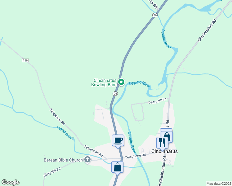 map of restaurants, bars, coffee shops, grocery stores, and more near 2895 26 in Cincinnatus