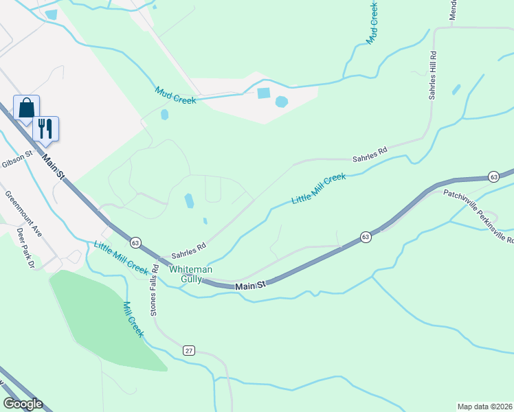 map of restaurants, bars, coffee shops, grocery stores, and more near 6322 Sahrles Road in Dansville