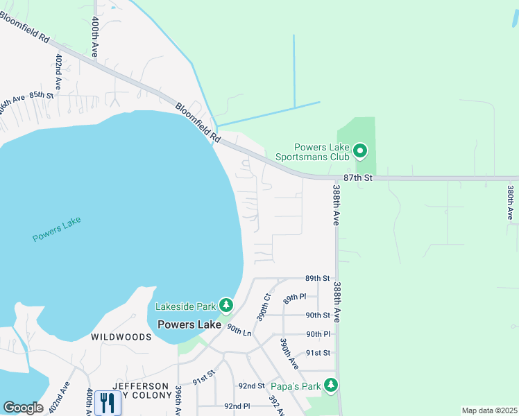 map of restaurants, bars, coffee shops, grocery stores, and more near 8735 392 Avenue in Burlington