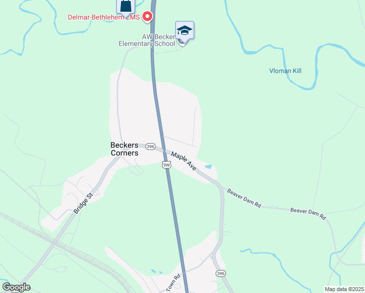 map of restaurants, bars, coffee shops, grocery stores, and more near 21 Miller Avenue in Selkirk