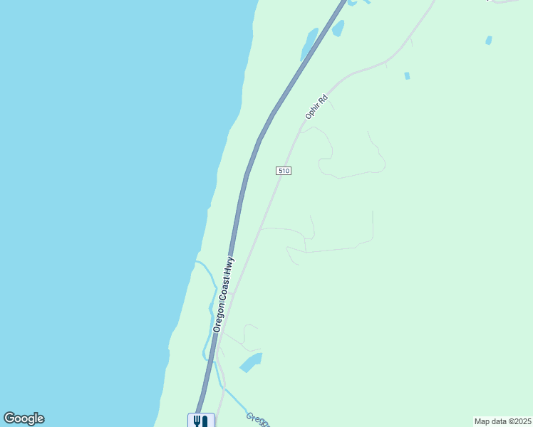 map of restaurants, bars, coffee shops, grocery stores, and more near 34493 Ophir Road in Gold Beach