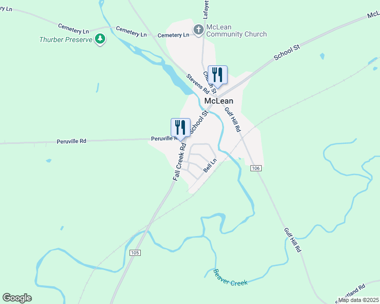 map of restaurants, bars, coffee shops, grocery stores, and more near 16 Bell Lane in Freeville