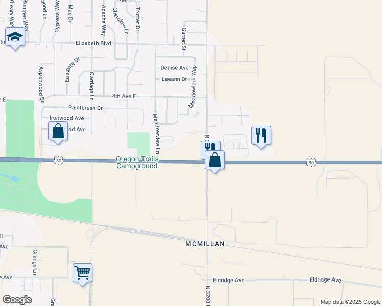 map of restaurants, bars, coffee shops, grocery stores, and more near 2913-2959 Kimberly Road in Twin Falls