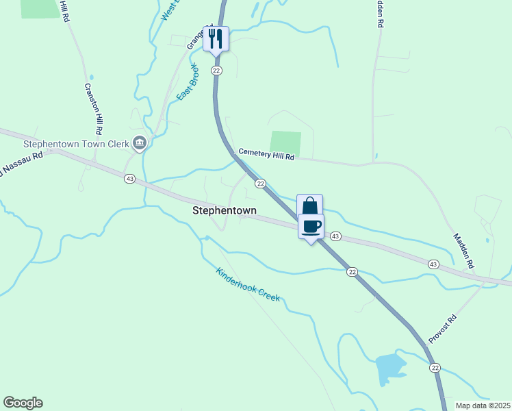 map of restaurants, bars, coffee shops, grocery stores, and more near 36 Browns Road in Stephentown