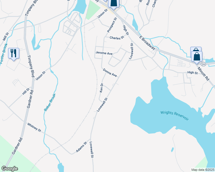 map of restaurants, bars, coffee shops, grocery stores, and more near 16 Laurel St in Gardner