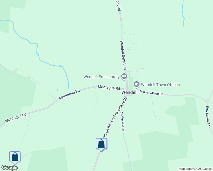 map of restaurants, bars, coffee shops, grocery stores, and more near 27 Montague Road in Wendell