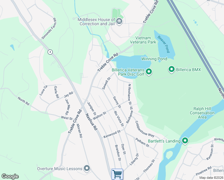 map of restaurants, bars, coffee shops, grocery stores, and more near 8 Savoy Street in Billerica