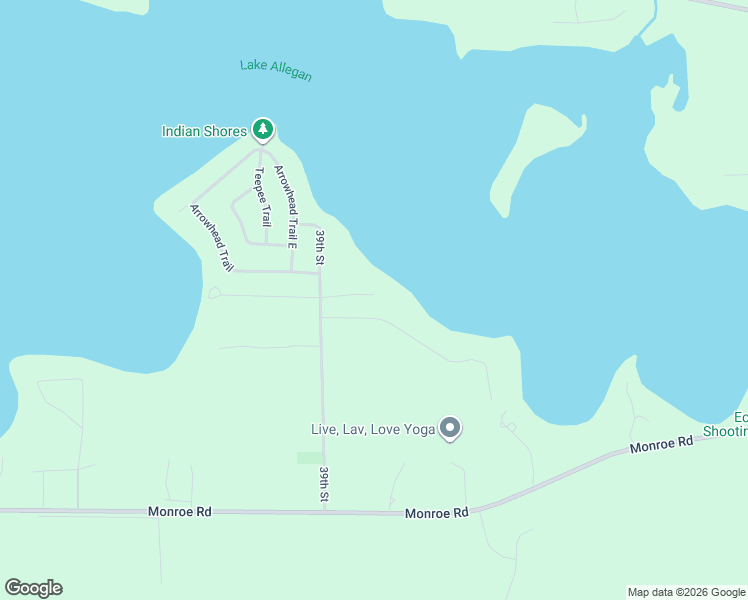 map of restaurants, bars, coffee shops, grocery stores, and more near 3883 Forest Trail in Allegan