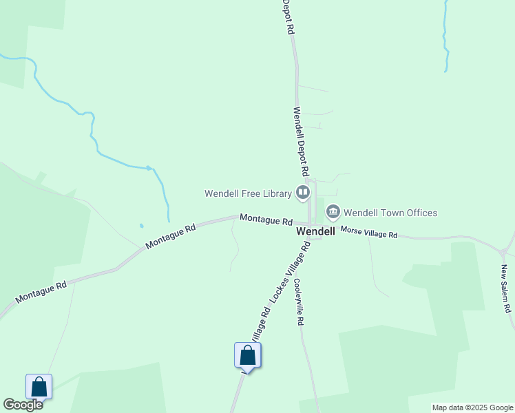 map of restaurants, bars, coffee shops, grocery stores, and more near 27 Montague Road in Wendell