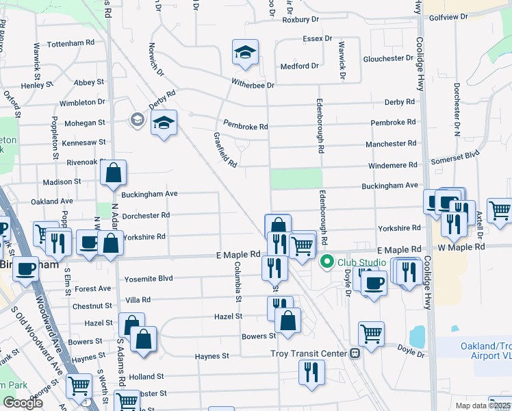 map of restaurants, bars, coffee shops, grocery stores, and more near 323 North Eton Street in Birmingham