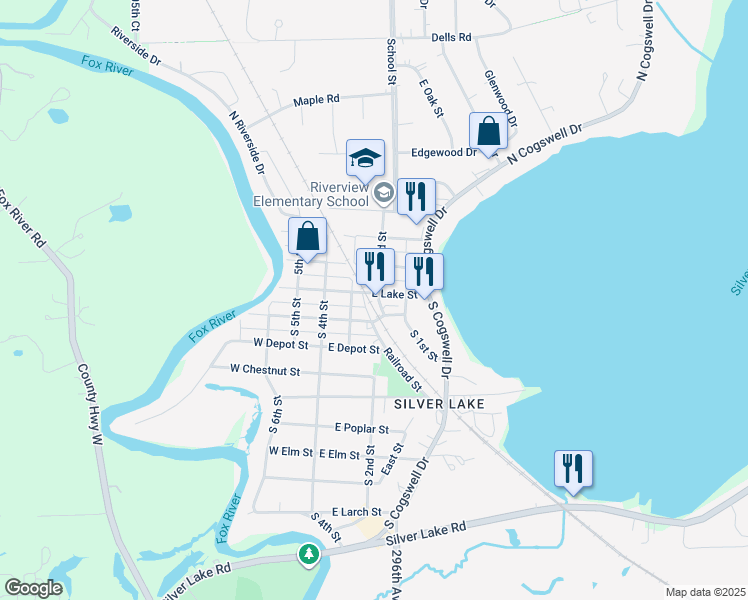 map of restaurants, bars, coffee shops, grocery stores, and more near 101 South 2nd Street in Silver Lake