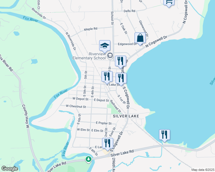 map of restaurants, bars, coffee shops, grocery stores, and more near 101 South 2nd Street in Silver Lake