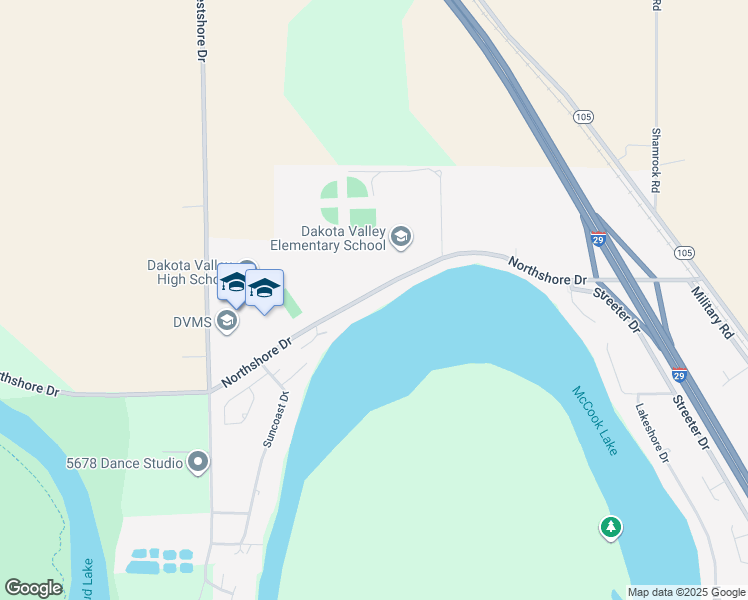 map of restaurants, bars, coffee shops, grocery stores, and more near 83 Northshore Drive in North Sioux City