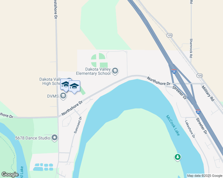 map of restaurants, bars, coffee shops, grocery stores, and more near 83 Northshore Drive in North Sioux City