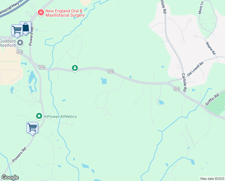 map of restaurants, bars, coffee shops, grocery stores, and more near 7 Preservation Way in Westford