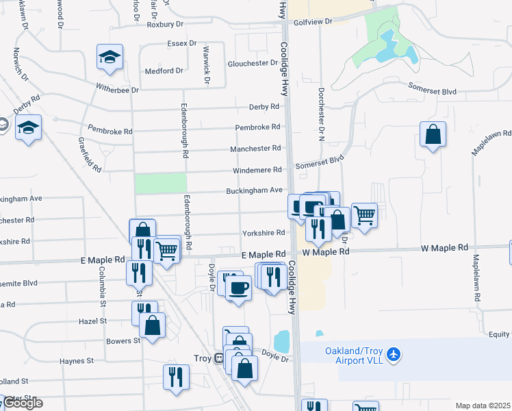 map of restaurants, bars, coffee shops, grocery stores, and more near 2694 Dorchester Road in Birmingham