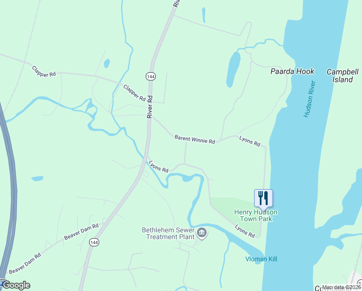 map of restaurants, bars, coffee shops, grocery stores, and more near 19 Cedar Grove Road in Selkirk