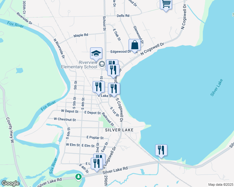 map of restaurants, bars, coffee shops, grocery stores, and more near 208 North Cogswell Drive in Silver Lake