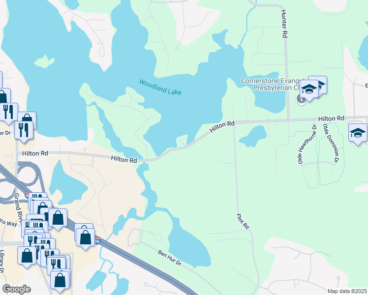 map of restaurants, bars, coffee shops, grocery stores, and more near 8743 Hilton Road in Brighton