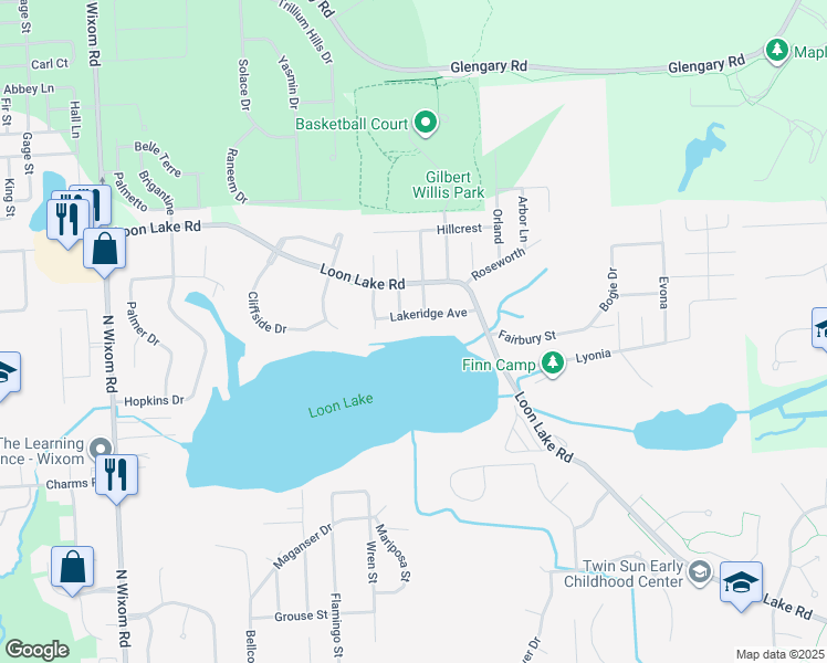 map of restaurants, bars, coffee shops, grocery stores, and more near 2729 Lakeridge Avenue in Wixom