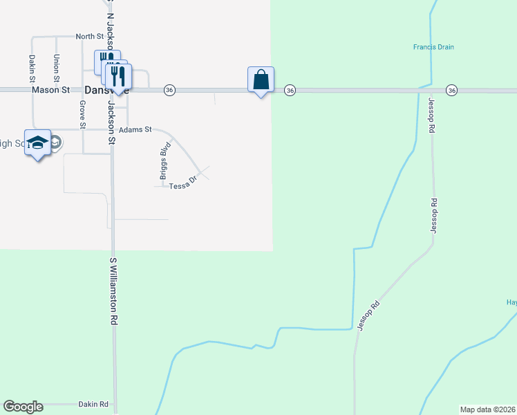 map of restaurants, bars, coffee shops, grocery stores, and more near in Dansville