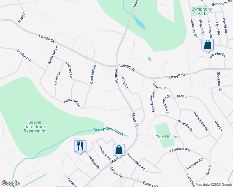 map of restaurants, bars, coffee shops, grocery stores, and more near 1016 Main Street in Lynnfield