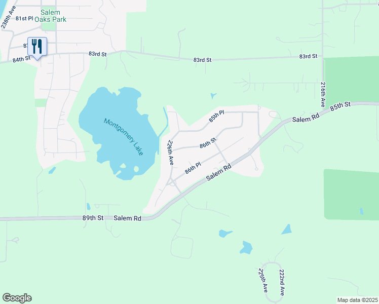 map of restaurants, bars, coffee shops, grocery stores, and more near 8629 225th Avenue in Salem
