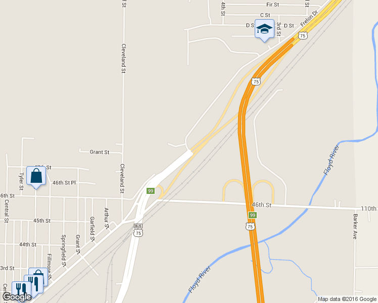 map of restaurants, bars, coffee shops, grocery stores, and more near 5309 U.S. 75 Business in Sioux City