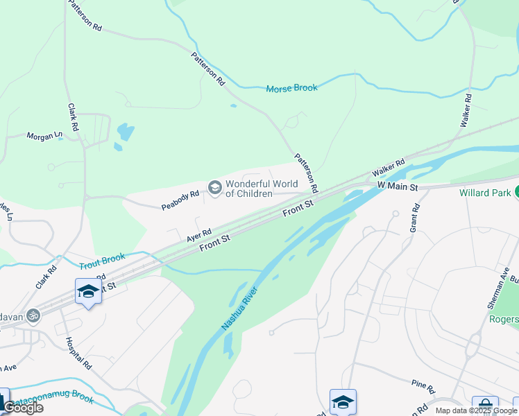 map of restaurants, bars, coffee shops, grocery stores, and more near 198 Ayer Road in Shirley
