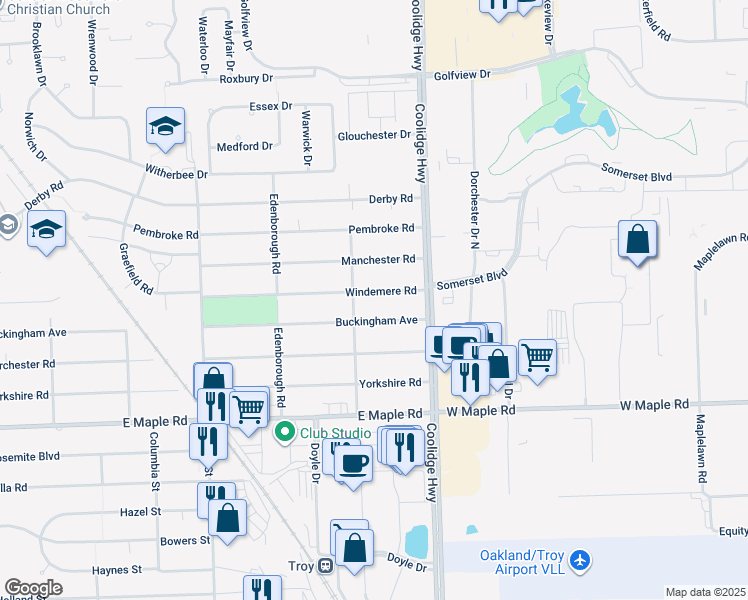map of restaurants, bars, coffee shops, grocery stores, and more near 2709 Buckingham Avenue in Birmingham