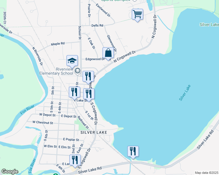 map of restaurants, bars, coffee shops, grocery stores, and more near in Silver Lake