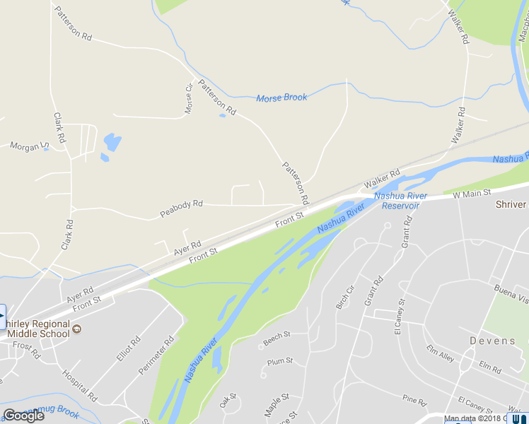 map of restaurants, bars, coffee shops, grocery stores, and more near 198 Ayer Road in Shirley